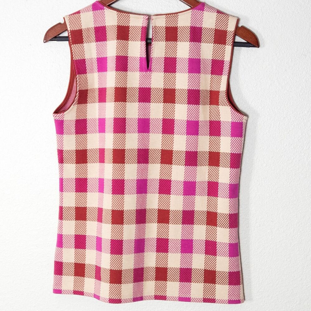 Ann Taylor Pink Plaid Sleeveless Top Size S Preppy Academia Heritage NWT - Picture 2 of 8